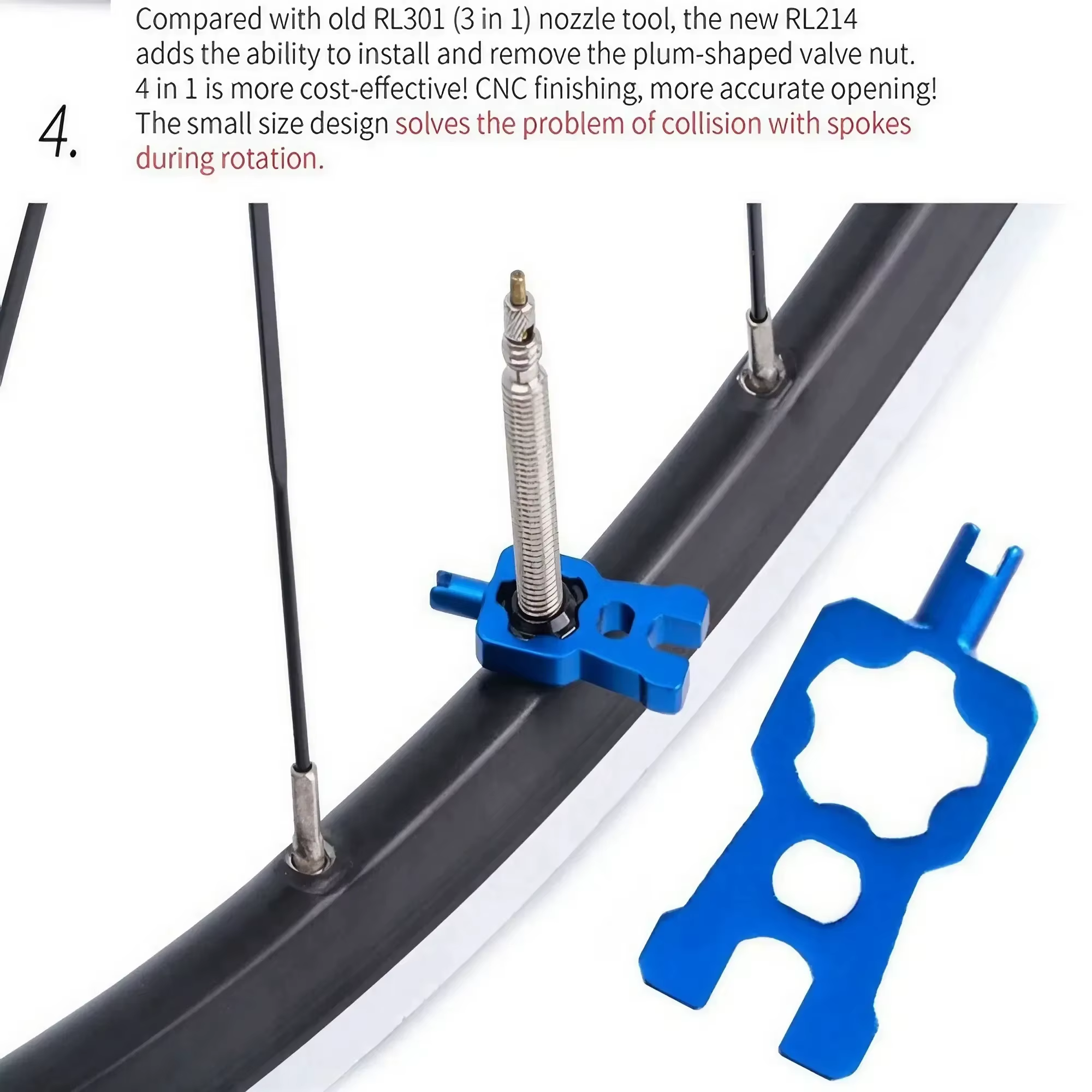 Outil de réparation de valve de vélo portable 4 en 1