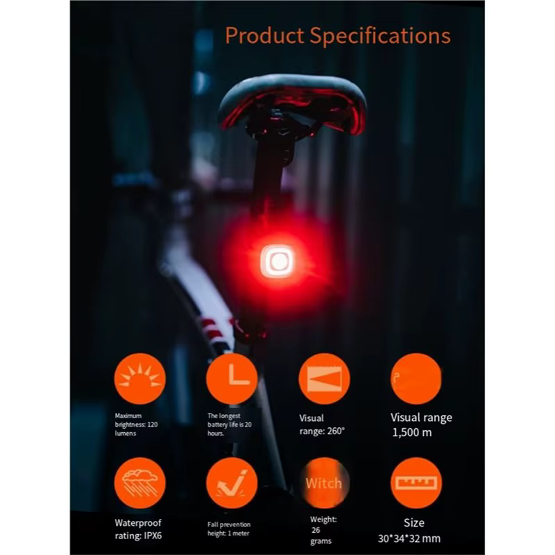 Feu arrière de vélo intelligent RN120 ABS