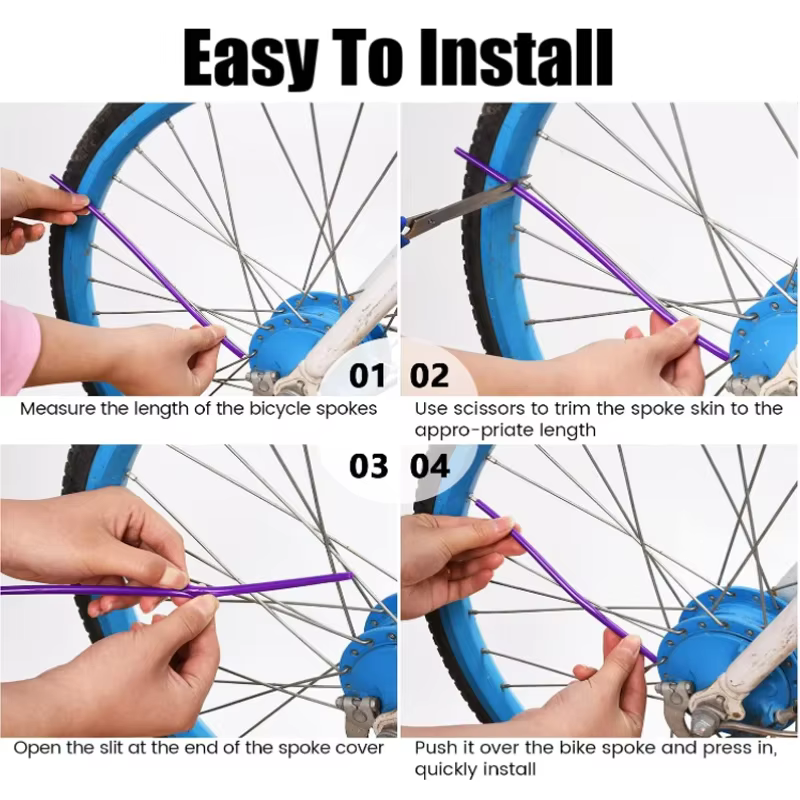 72 pièces enveloppes de protection de rayons de roue de vélo 24 cm Kit d'enveloppe
