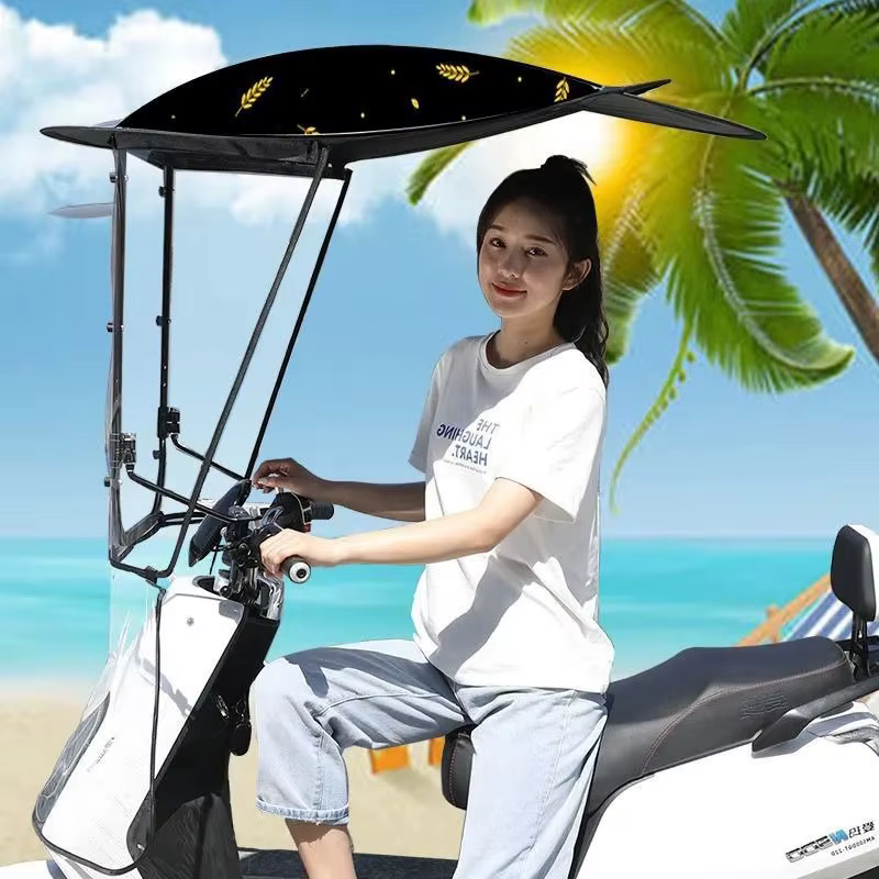 Nouveau modèle 2026 : Auvent imperméable et pare-soleil pour vélos électriques et motos