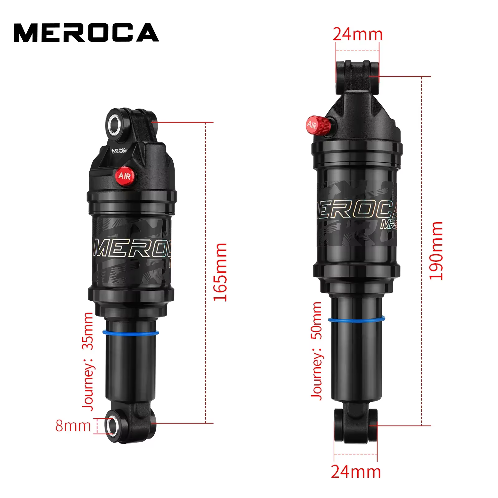 Amortisseur d'air pour vélo MEROCA 125/150/165/190 mm Longueur réglable Pression