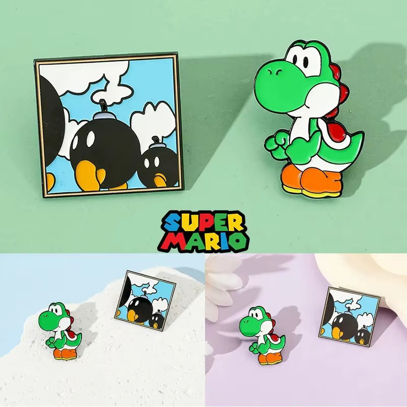 Broche Super Mario Yoshi Anime Créative, Épingles de Décoration pour Sac, Décoration de Sac à Dos, Accessoires de Revers en Émail Drôles et de Dessin Animé, Cadeaux