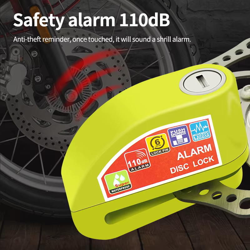 Scooter Moto vélo alarme serrure roue frein à disque étanche antivol en alliage d'aluminium sécurité