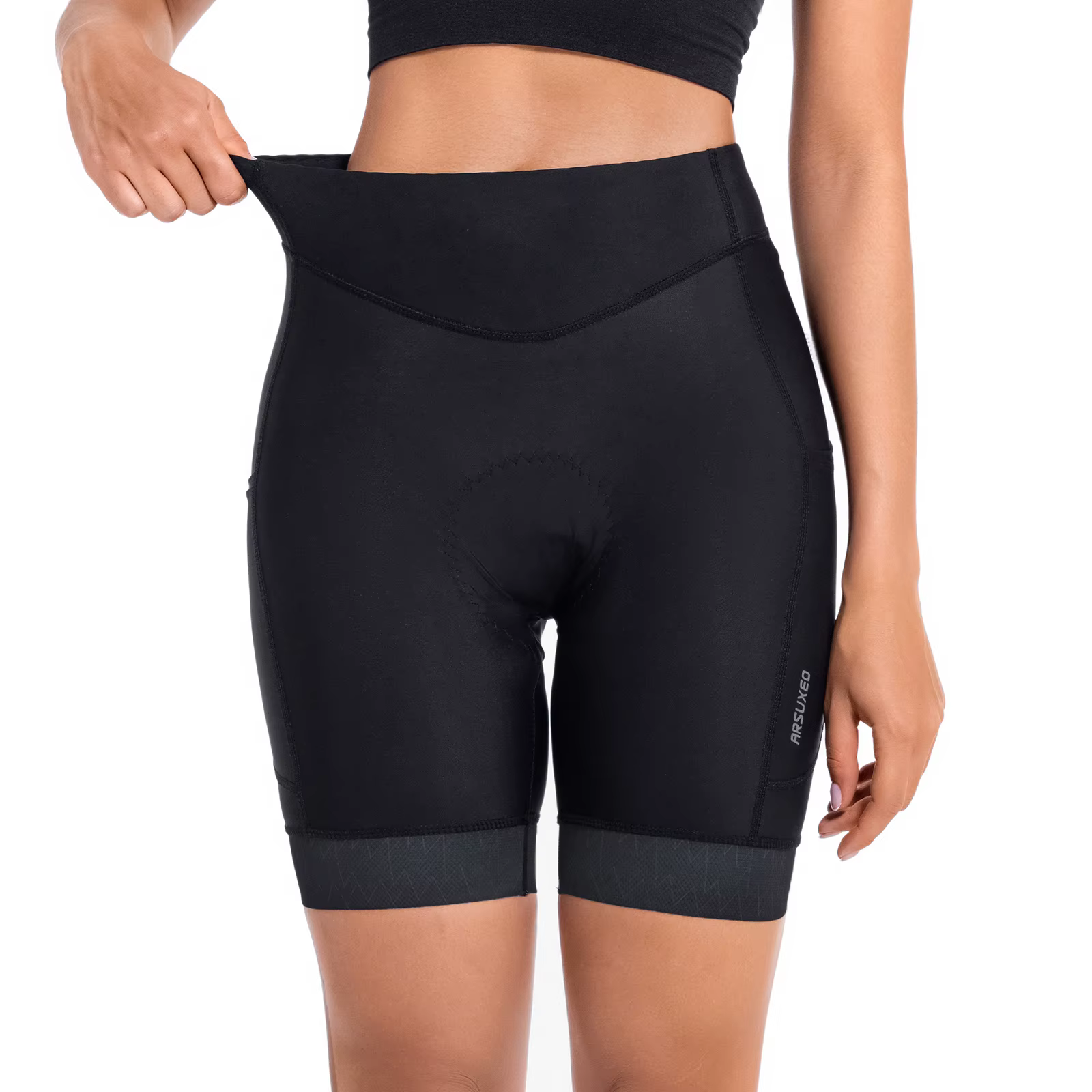 ARSUXEO Short de vélo rembourré pour femme