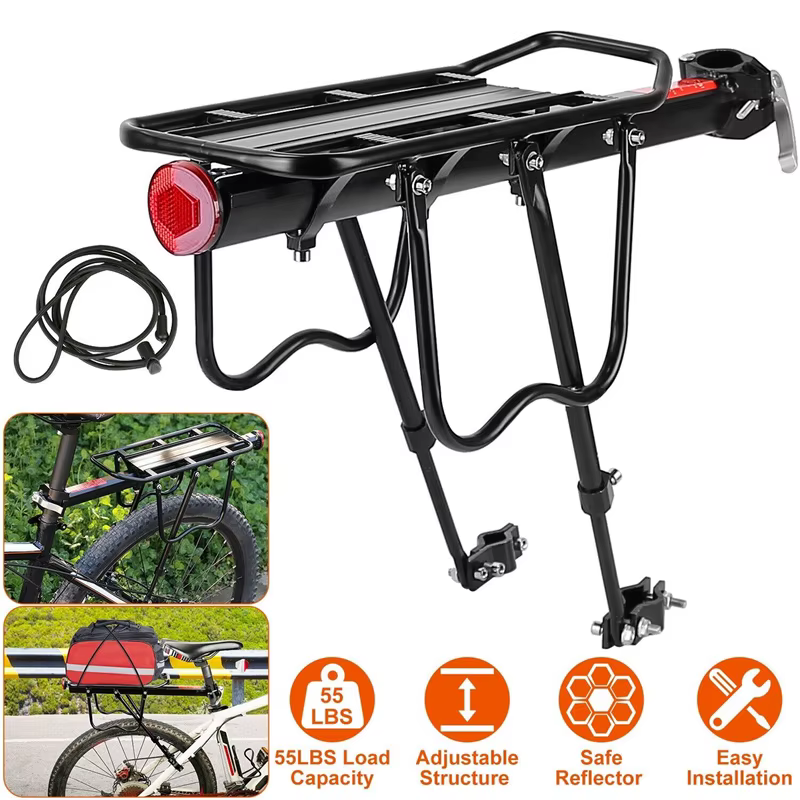 Porte-bagages arrière T1 en alliage d'aluminium pour vélo de route et VTT