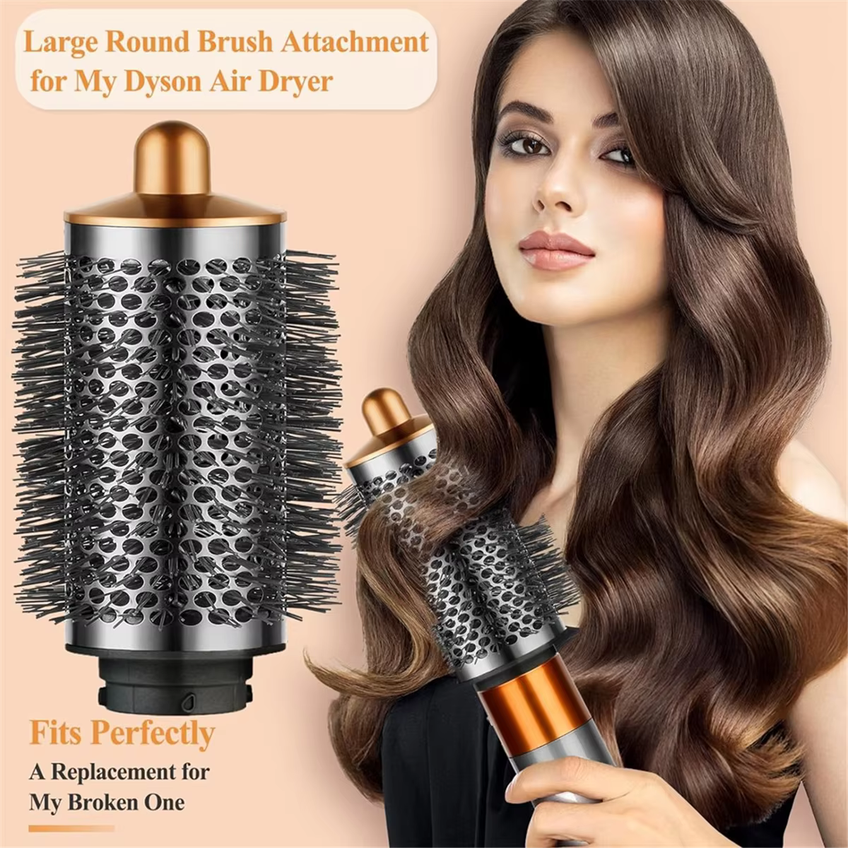 Grande brosse volumisante ronde pour accessoires Dyson Airwrap, brosse ronde ovale plus grande, éplucher et volumiser pour le co
