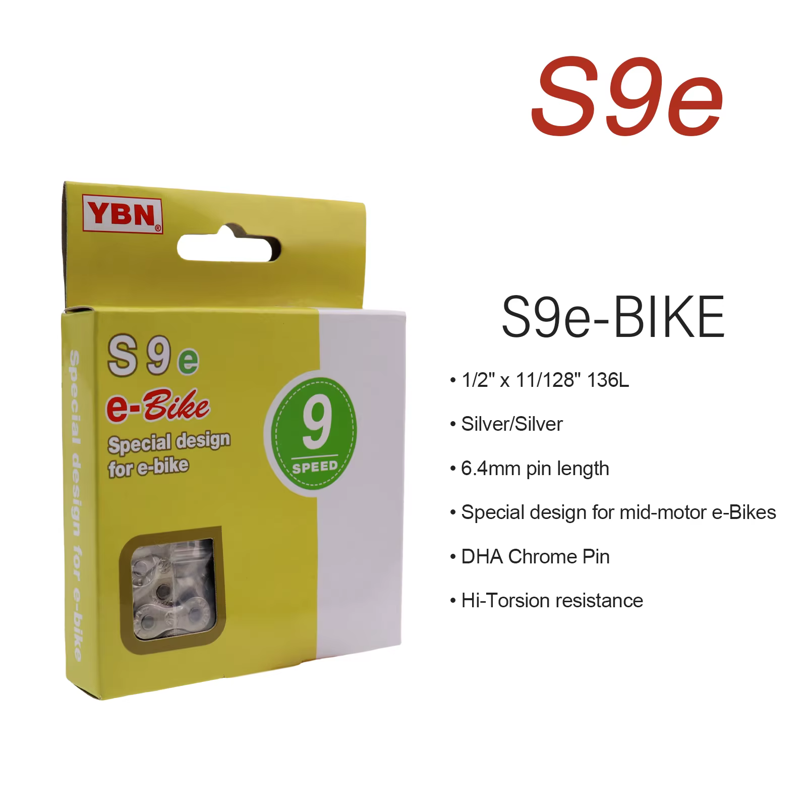 Chaîne de vélo électrique YBN 8/9/10/11/12 vitesses