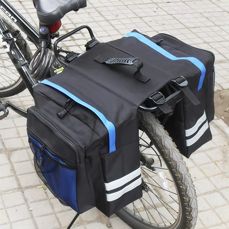 Sac de bagages pour porte-bagages arrière de vélo à double face haute capacité avec sac de voyage durable pour le cyclisme, les trajets quotidiens, les excursions et les voyages à vélo