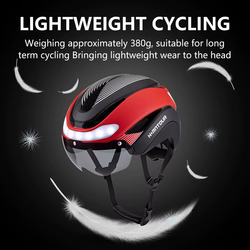 Horntour casques de vélo pour adultes avec feu arrière LED Rechargeable lunettes magnétiques visière casque de cyclisme