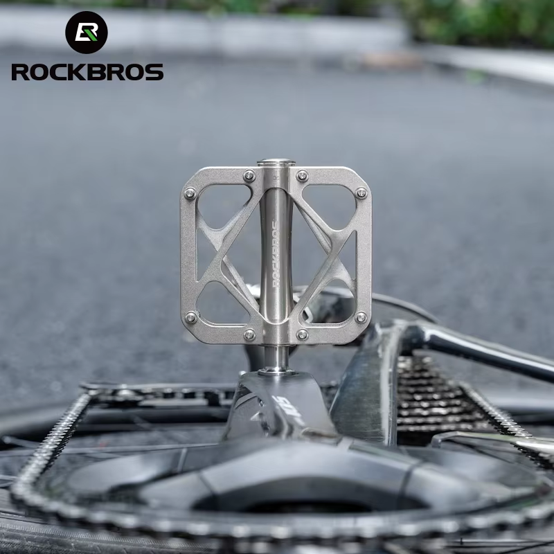 ROCKBROS Pédalier de vélo Ultraléger en Alliage de Titane Pédales Étanches et Scellées Anti-dérapantes avec Large Piste