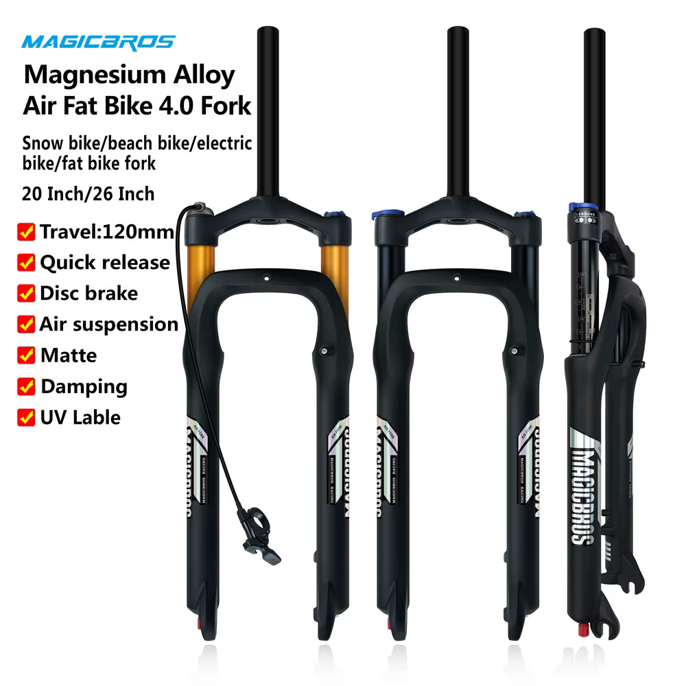 MAGICBROS fourche de vélo électrique Suspension pneumatique 20 26 pouces 4.0