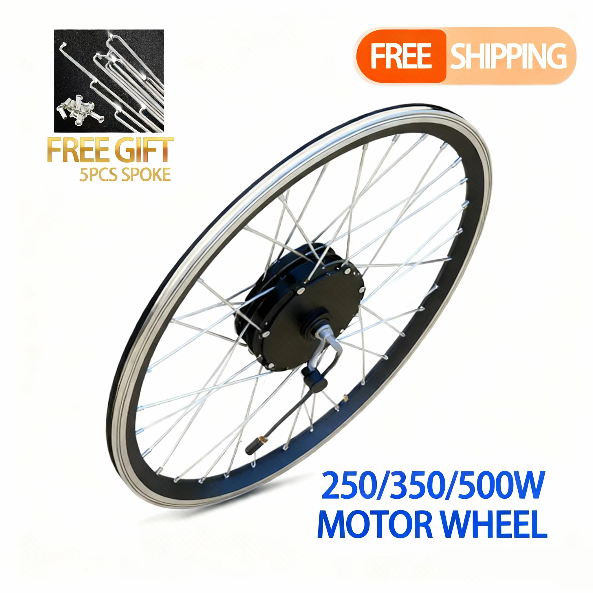 Moteur de roue de vélo électrique 20-29 pouces avec 36V 48V 250W 350W 500W