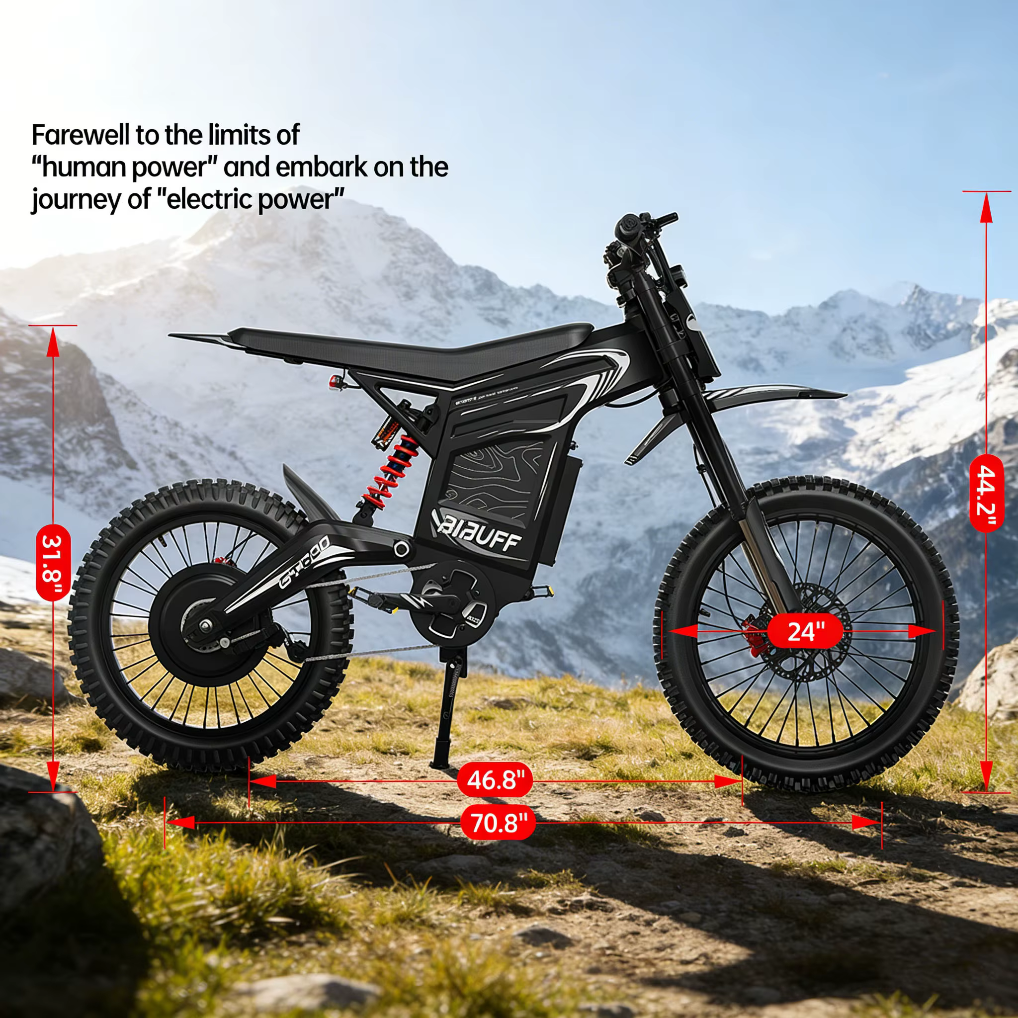 Readygo EKXBike BIBUFF GT600 Vélo électrique tout-terrain 85 km/h Moteur sans balais 7500W Batterie au lithium 72V30AH