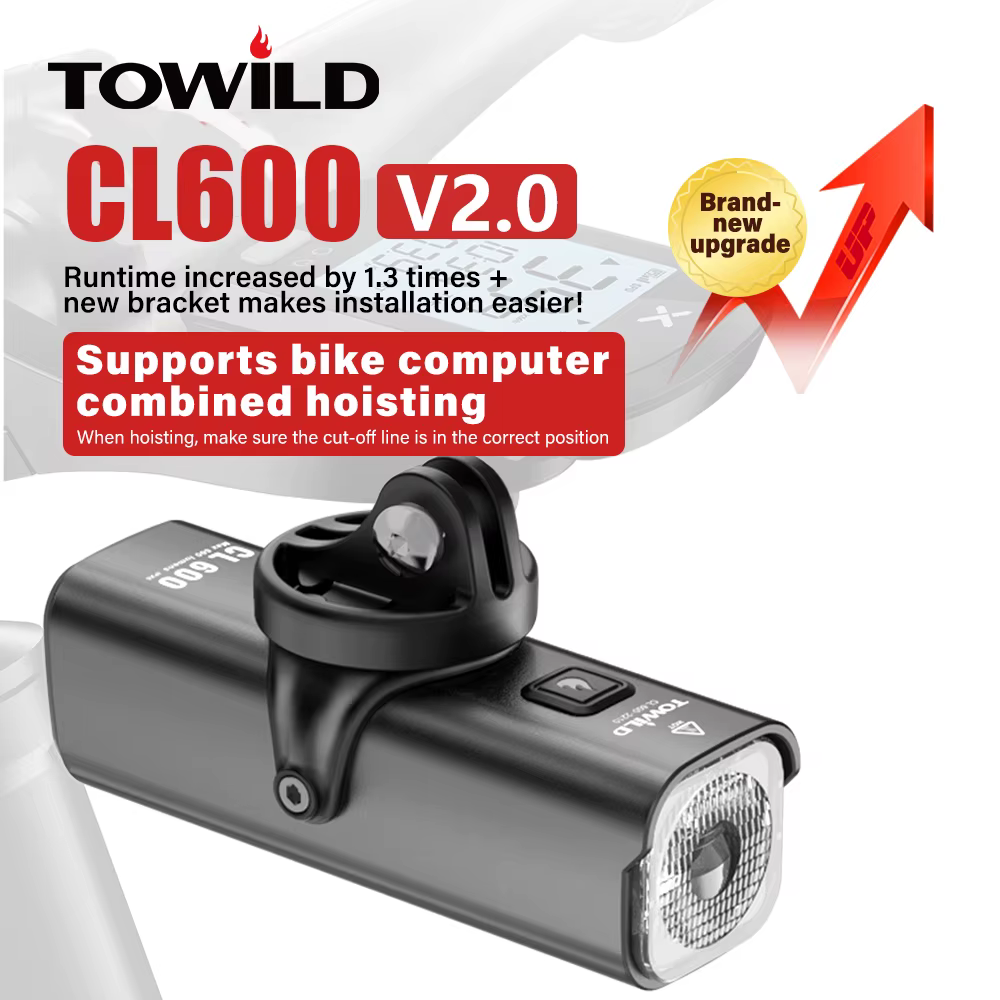 TOWILD CL600S vélo lumière avant lampe 600 lumens USB Rechargeable LED 2600mAh