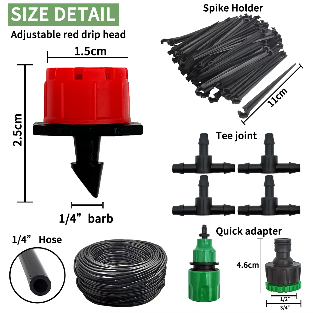 Micro système d'irrigation goutte-à-goutte Portable 20M, arrosage automatique avec goutteurs réglables, Kits d'arrosage par brumisation, tuyau d'arrosage