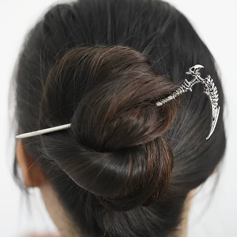 1 pièce, populaire, style nordique, rétro, crâne, faucille, épingle à cheveux, pour femmes, accessoire pour cheveux, bijoux, pince à cheveux