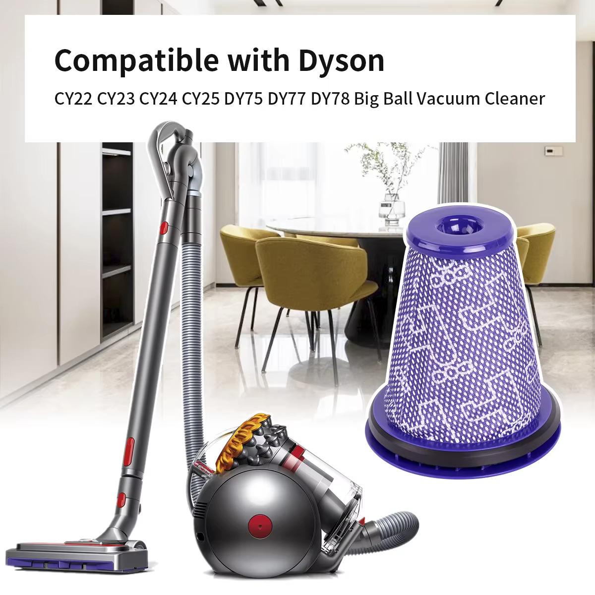 Filtre HEPA pour aspirateur Dyson Big Ball, CY18, CY22, CY23, CY24, CY25, DY75, DY77, DY78, DC77, DC78