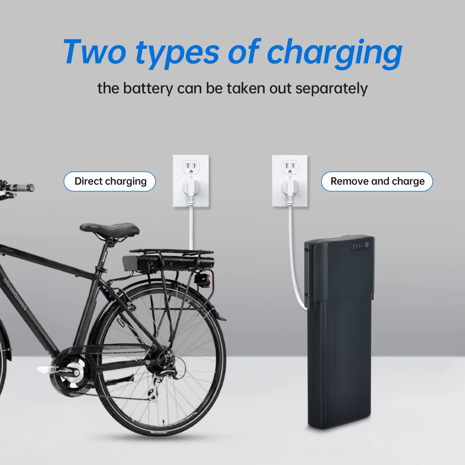 Batterie de vélo électrique de support arrière 36v 8.8ah 10.4ah 11.6ah 14ah avec chargeur BMS 36v lithium ion akku pour 350w 500w