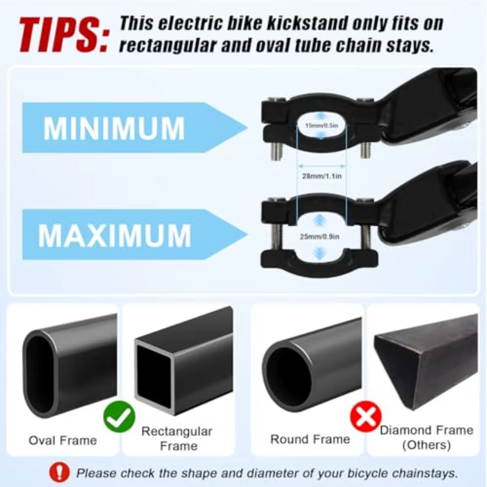 Béquille réglable robuste pour vélos électriques de 24 à 29 pouces