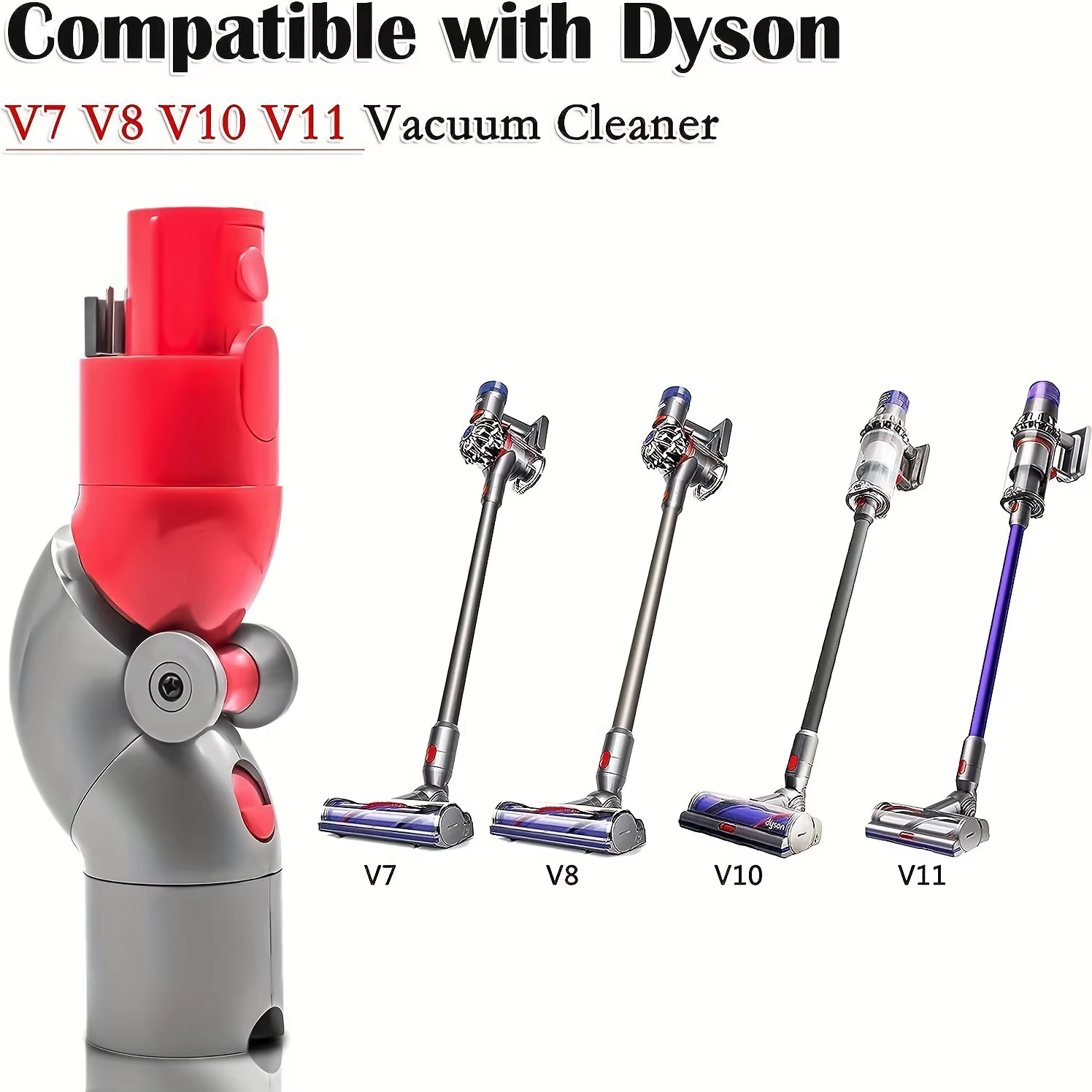 Accessoires pour aspirateur Dyson V7 V8 V10 V11 V15, adaptateur de tête tournante à coude à faible tournant