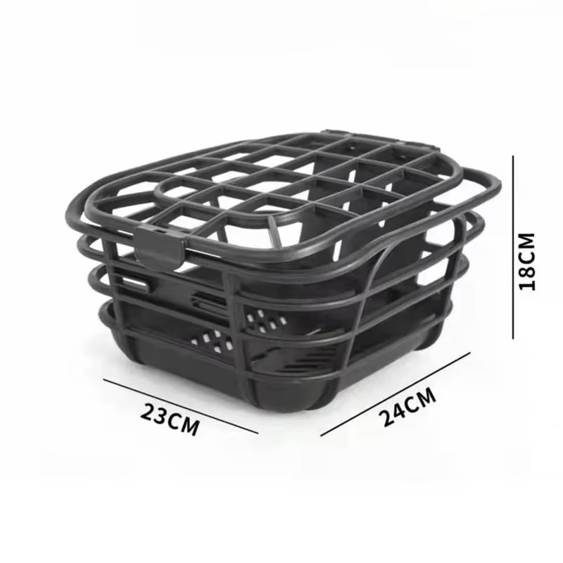 Panier de vélo anti-extrusion noir ; Grande capacité ; Conception avant amovible ; Convient aux vélos électriques