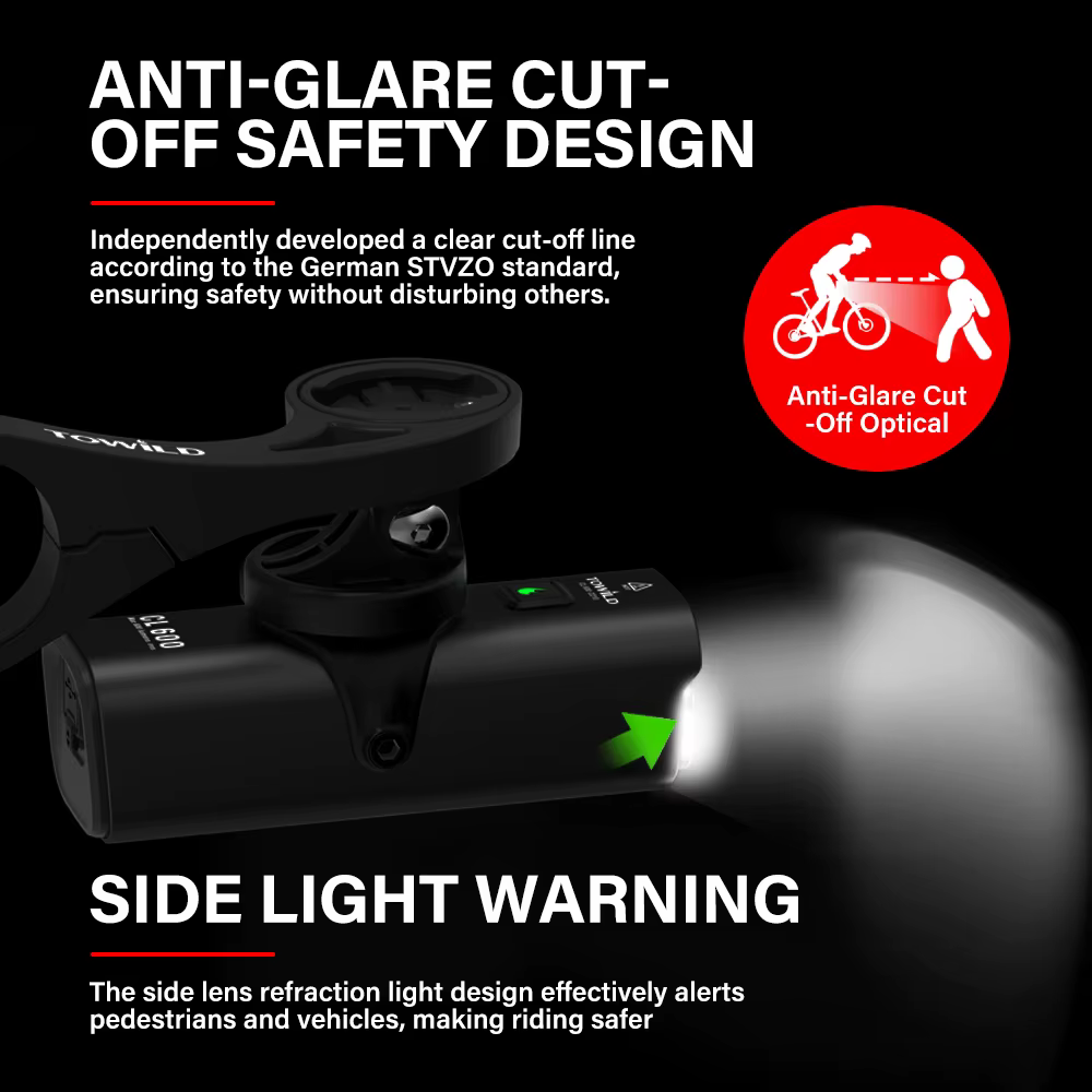 TOWILD CL600S vélo lumière avant lampe 600 lumens USB Rechargeable LED 2600mAh