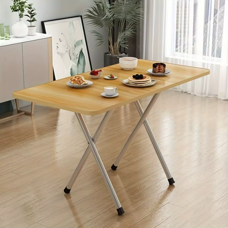 Table pliante simple de petite taille pour la maison, table à manger, table d'étude pour étudiants, table portable à double barre pour dortoir 