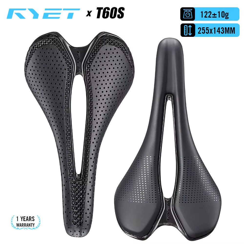 RYET 12K selle entièrement en carbone impression 3D 122g pour Triathlon route vtt gravier vélo léger siège de cyclisme Surface EVA 7x9mm