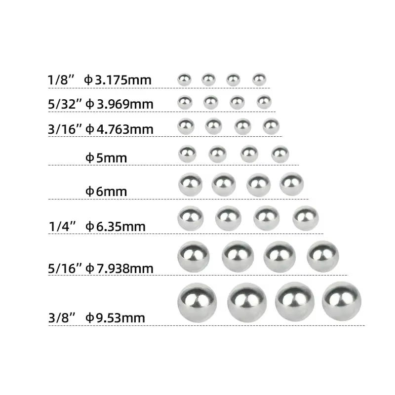 144/20 pièces vélo en acier au carbone roulement à billes en vrac Dia. 1/4 1/8 3/8 3/16 5/16 5/32 pouces 5mm 6mm pour