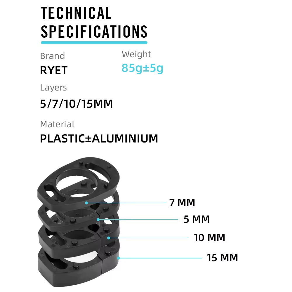 RYET – entretoise aérodynamique en plastique pour tige de 28.6mm/1-1/8 pouces