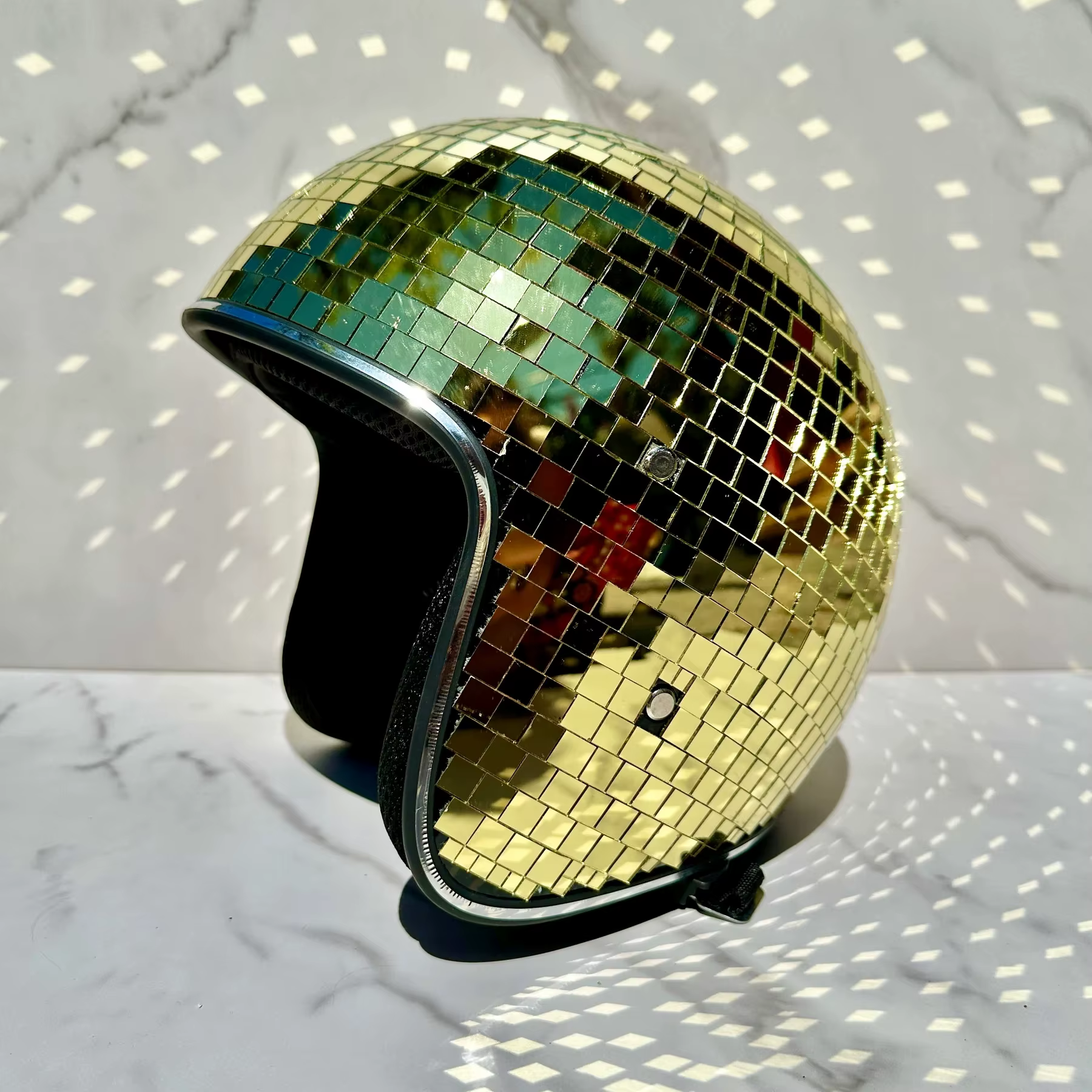 Casque boule disco, miroirs scintillants