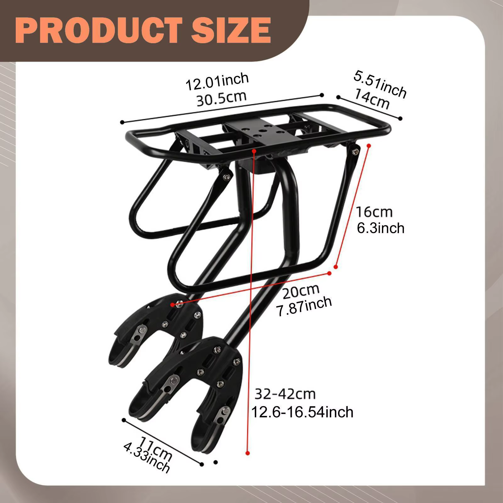 Support de porte-bagages arrière pour vélo