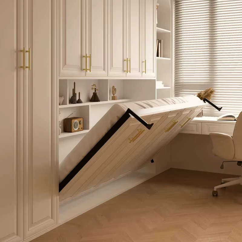 Lit mural pliant simple en métal, double, de luxe japonais, invisible, pour adultes, cadre de lit mural italien, taille complète, mobilier de chambre à coucher