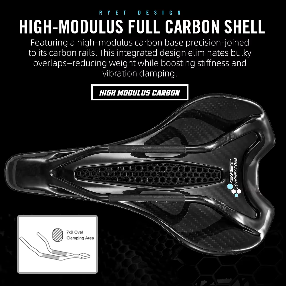 Selle de vélo RYET en carbone imprimée en 3D