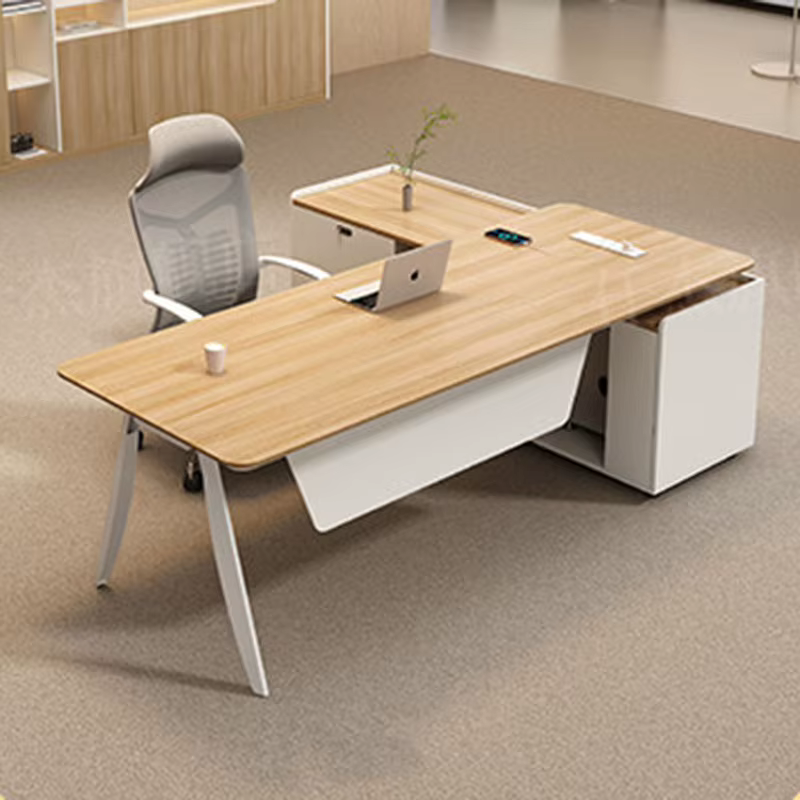 Bureau d'étude en bois moderne, design luxueux et gain de place, pour ordinateur, esthétique, mobilier de bureau sûr et élégant