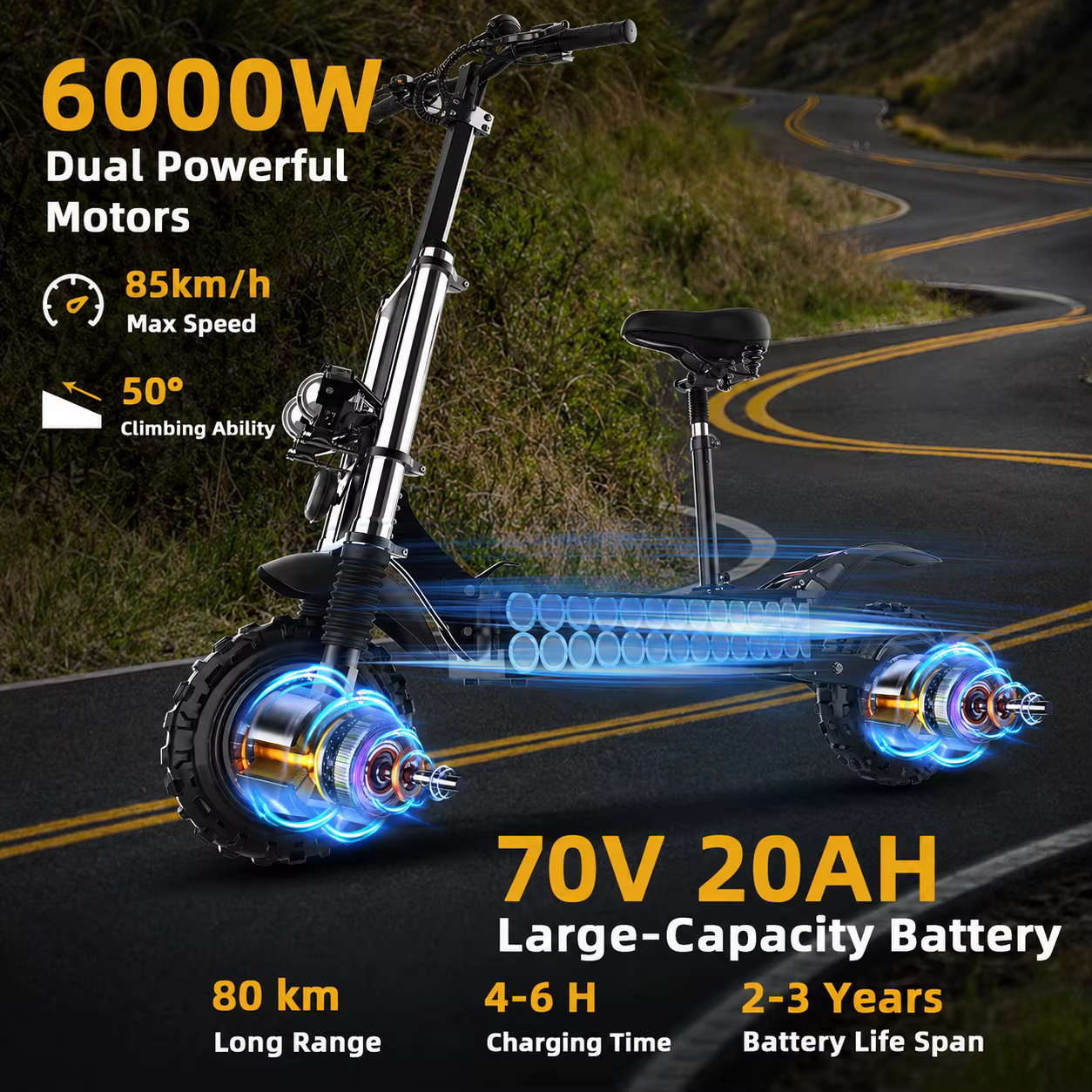 Trottinette électrique sans chambre à air pour adultes
