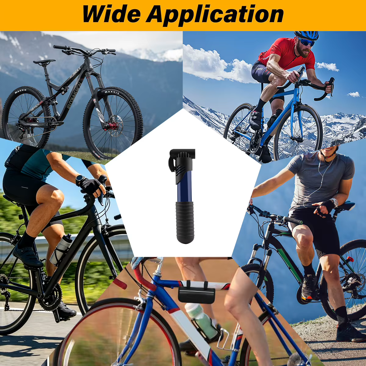 Mini pompe à vélo portable avec poignée antidérapante