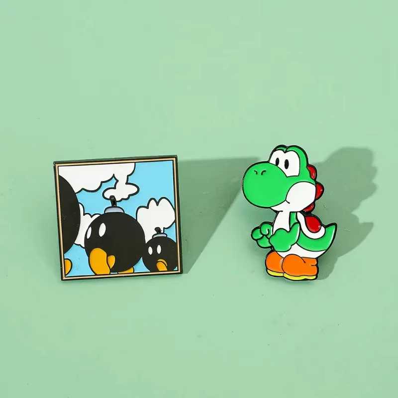Broche Super Mario Yoshi Anime Créative, Épingles de Décoration pour Sac, Décoration de Sac à Dos, Accessoires de Revers en Émail Drôles et de Dessin Animé, Cadeaux