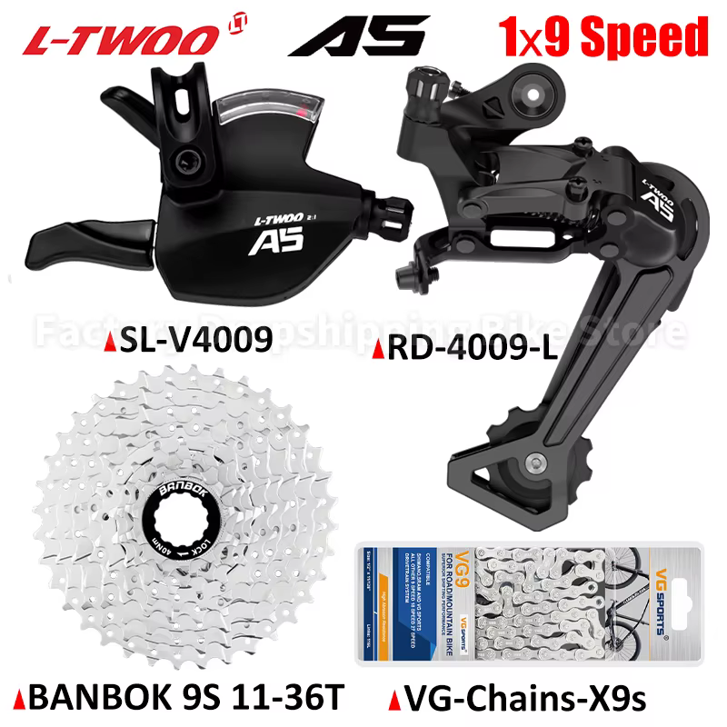 LTWOO A5 1X9 vitesses vtt vélo dérailleur groupe Compatible SHIMANO BANBOK 32T 36T Cassette volant VG chaînes pièces