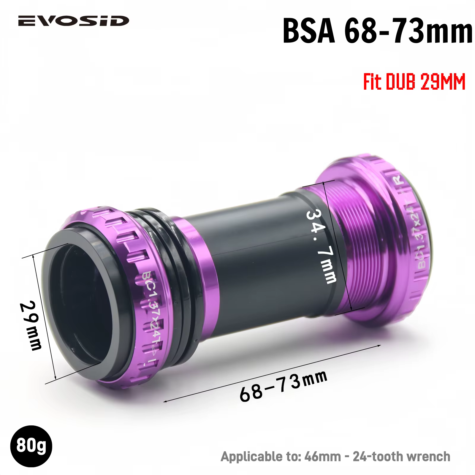 EVOSID support de pédalier de vélo de montagne DUB 29MM Aixs vtt