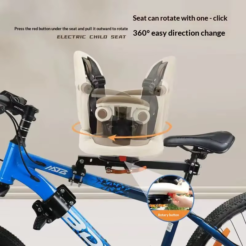Siège de vélo pour enfant rotatif et pliable à fixation avant