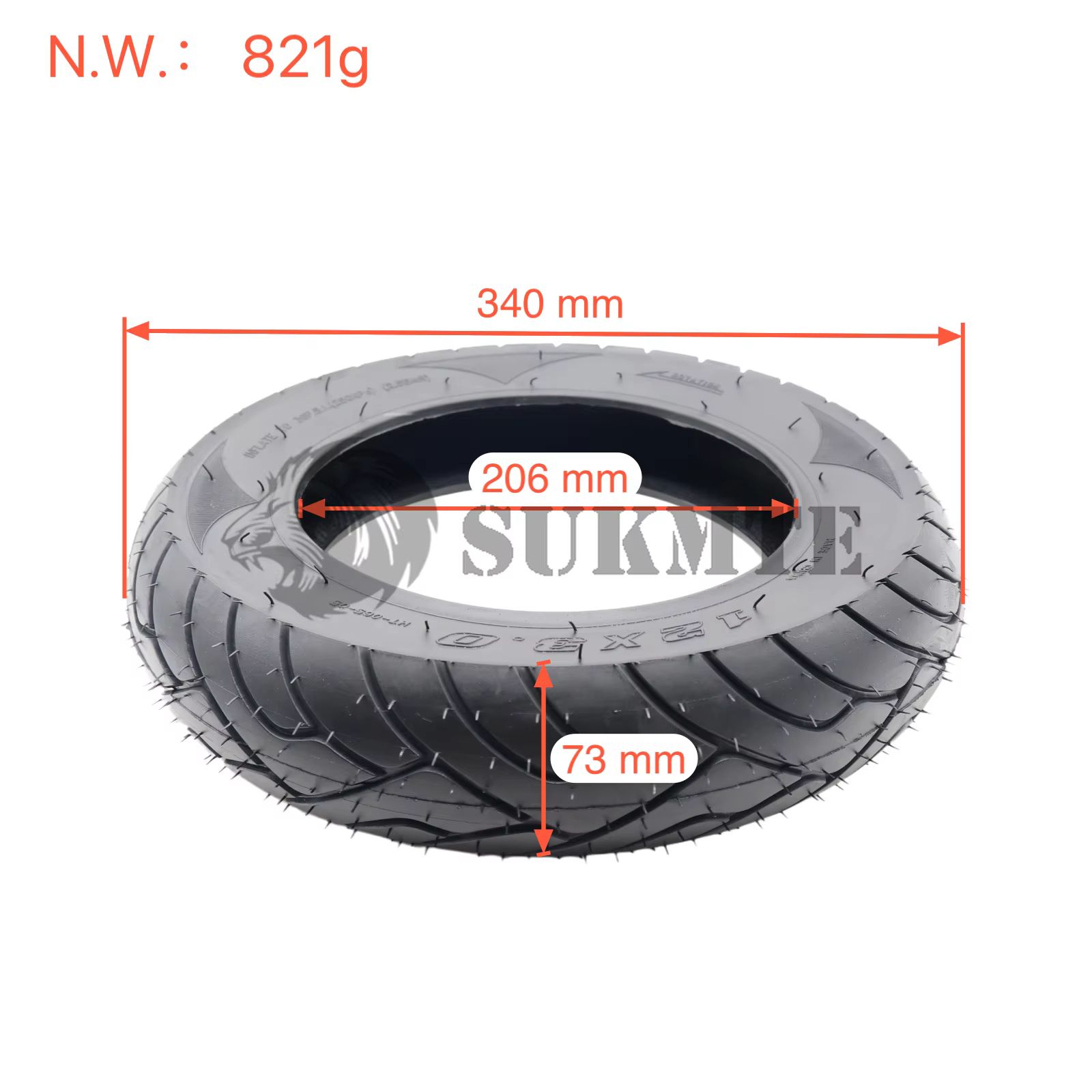 Pneu extérieur 12x3.0, roue pneumatique antidérapante de 12 pouces pour scooter électrique