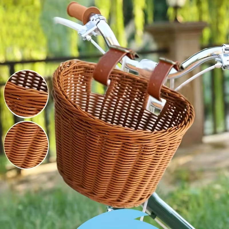 1 panier de vélo, panier de rangement de style tressé