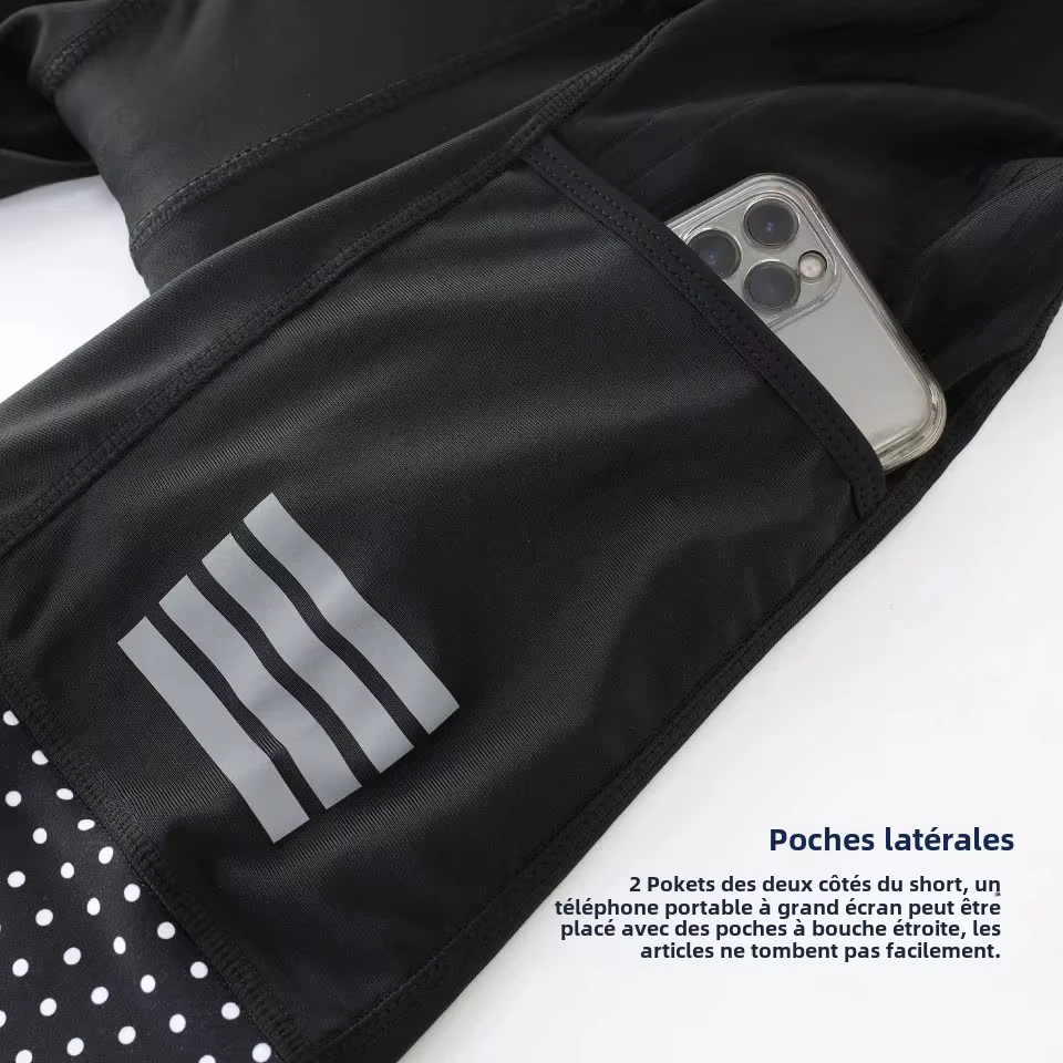 KEMALOCE short de cyclisme hommes blanc noir & gris & rouge Gel Pad été vélo Shorts course sur route Compression réfléch