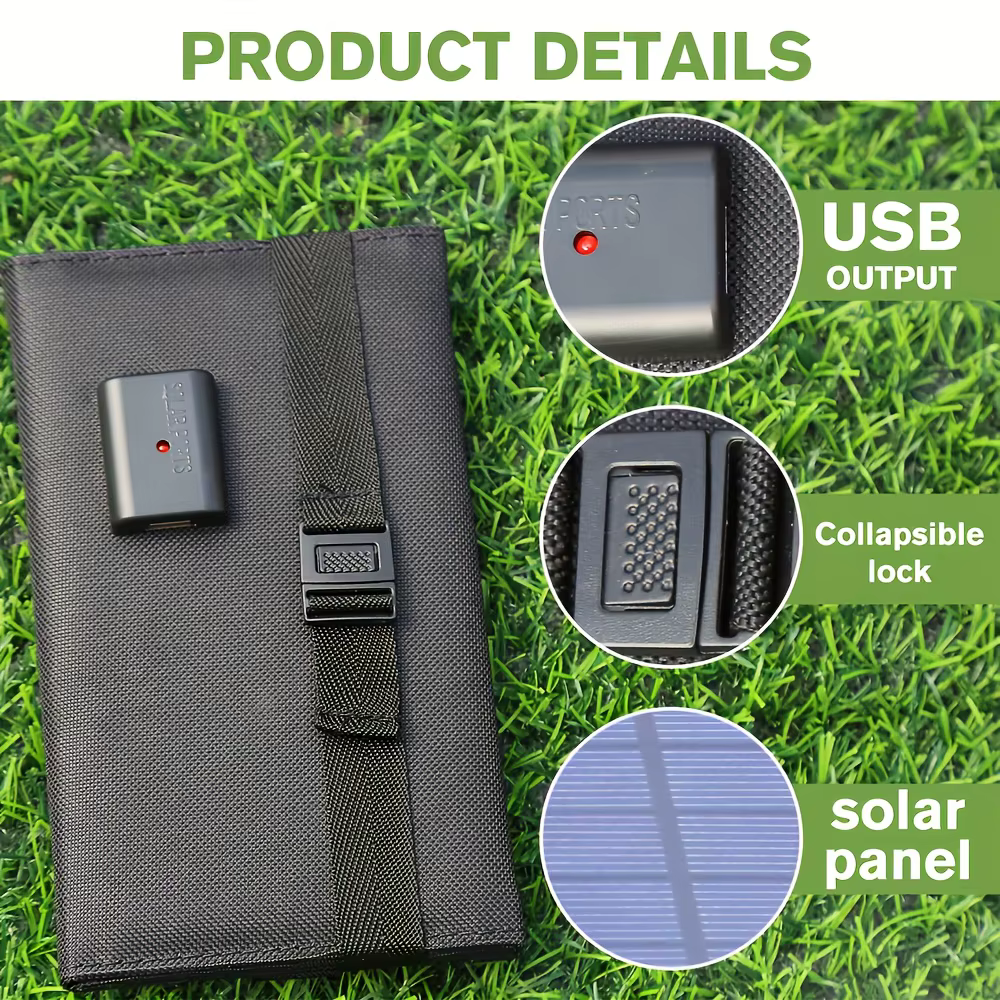 1 panneau solaire pliable pratique avec port USB 5V