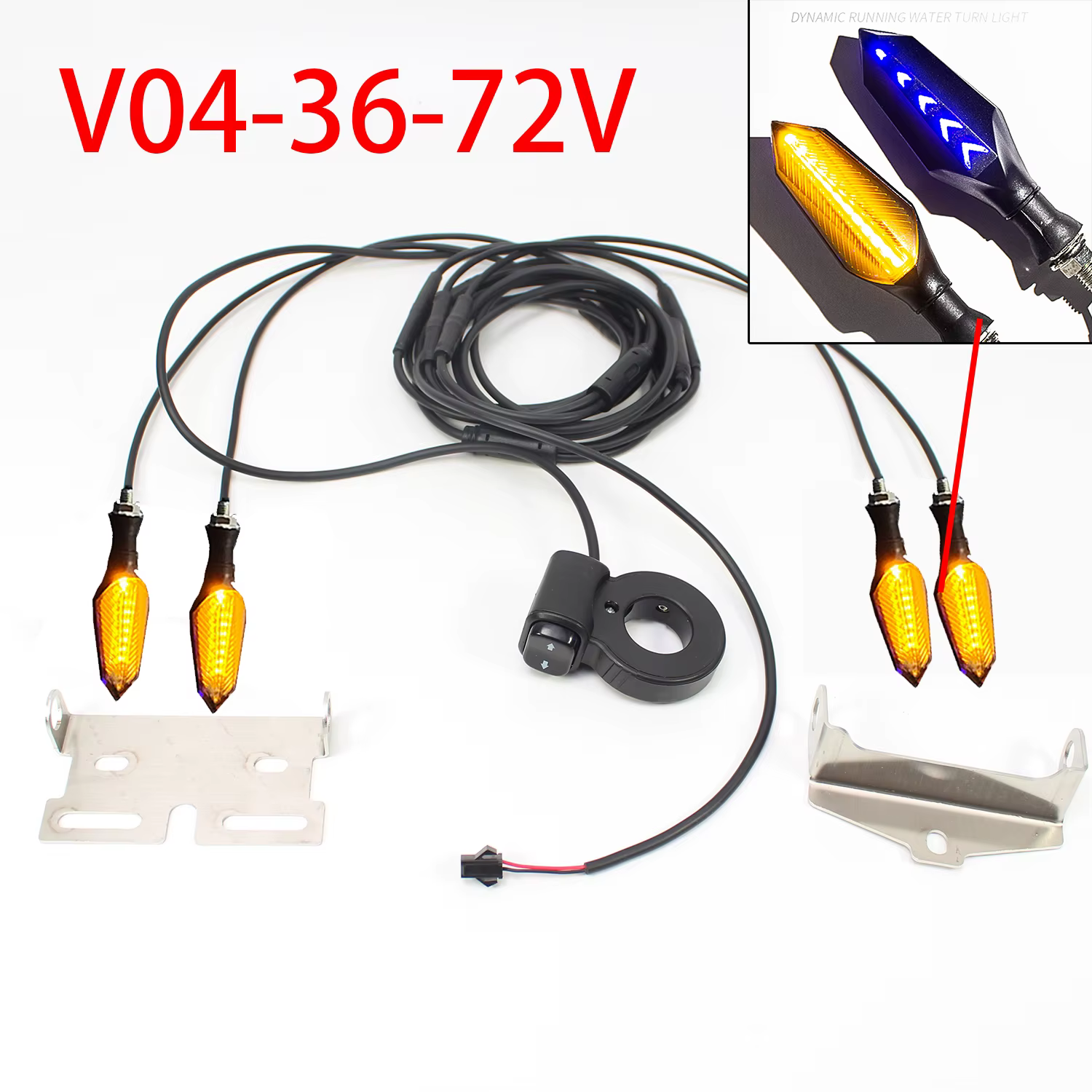 EBKE vélo électrique Ebike clignotant V04 12V ou 36V 48V 52V 72V câble étanche LED