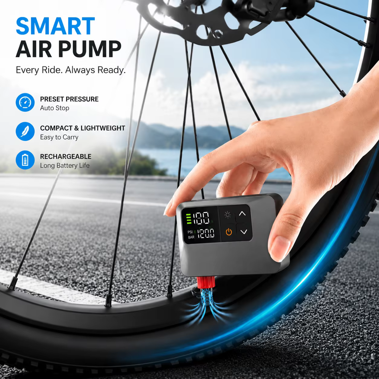 Pompe à pneus électrique pour vélo