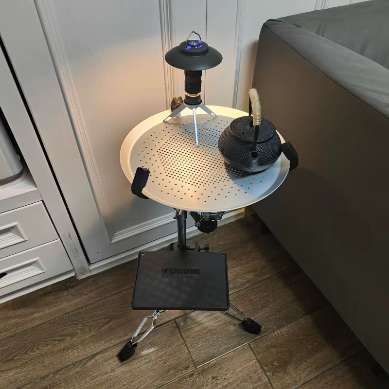 Table de camping pliante portable et légère, table ronde de randonnée, camping en plein air, fournitures de randonnée