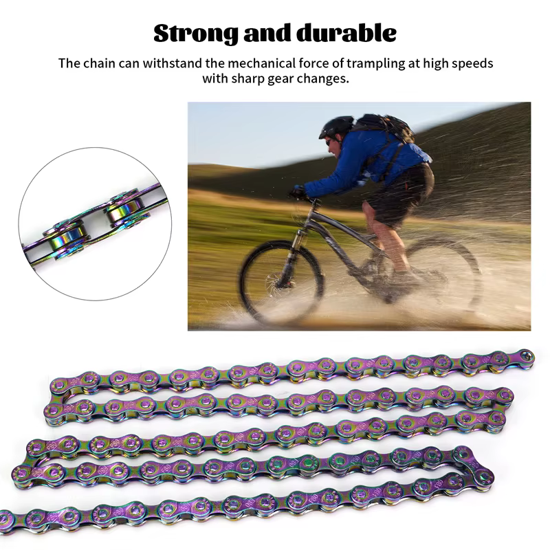Chaîne de vélo 6/7/8 vitesses couleur arc-en-ciel 116 maillons