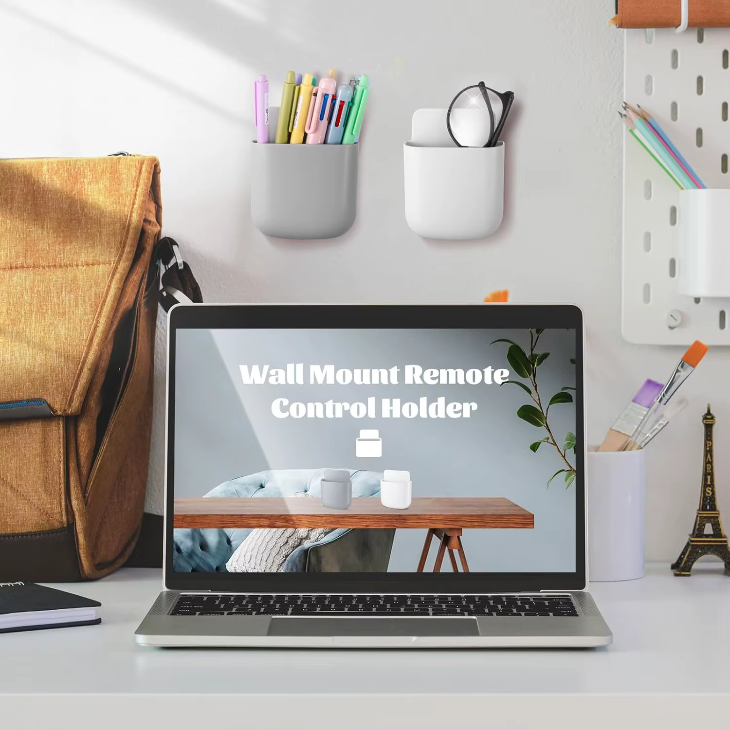 Boîte de rangement murale, support de prise de téléphone portable, support de télécommande, étui organisateur de rangement pour climatiseur TV